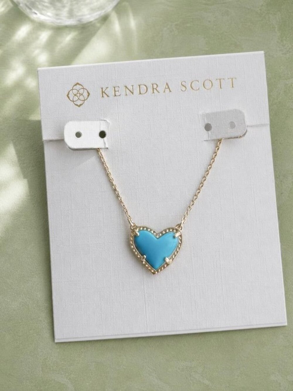 Kendra Scott Ari Heart Gold Turquoise Magnesite Pendant Necklace
